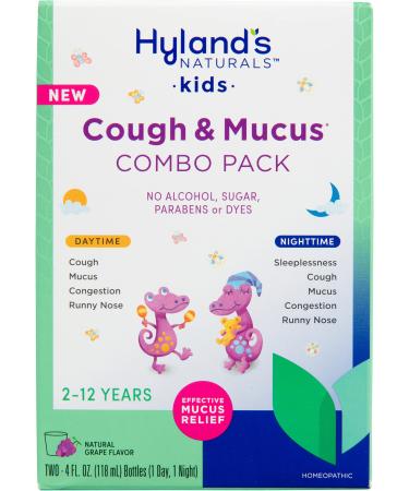 Hyland’s Naturals Kids Cough and Mucus Daytime & Nighttime Combo Pack for Ages 2-12, Natural Relief of Mucus & Congestion, 8 Ounces New Hyland's Naturals Kids - Day & Night Combo