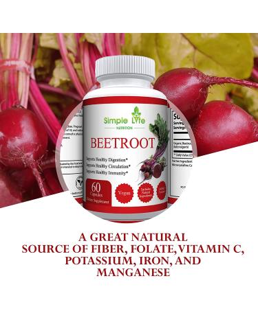 Organic Beet Root Powder Capsules - Nitric Oxide Booster - 60CT | Simple Life Nutrition - Buy Online on GoSupps.com