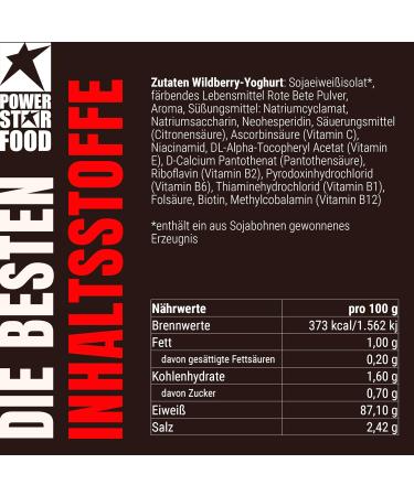 Powerstar Soy 90+ | 3kg Vegan Protein Powder | 93% Protein | Sugar-Free | Made in Germany | Lactose-Free | Wild Berry Yoghurt 1kg (3-Pack) - Buy Online on GoSupps.com