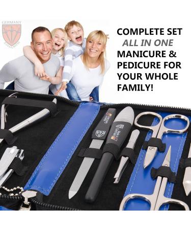 3 Swords Germany Manicure Pedicure Set Kit - Blue Synthetic Leather - Premium Quality by 3 Swords - Buy Online on GoSupps.com
