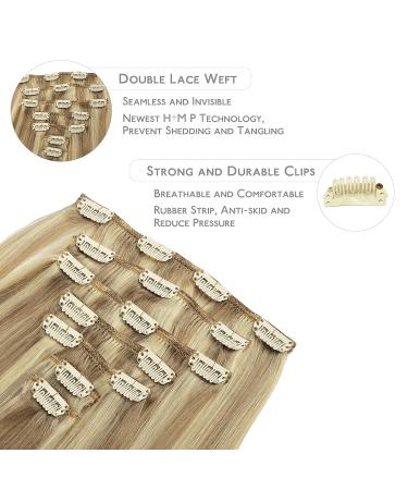 WENNALIFE Clip in Human Hair Extensions 18 Inch 120g 7pcs Light Blonde Highlighted Golden Blonde Remy Double Weft Clip Ins - Buy Online on GoSupps.com
