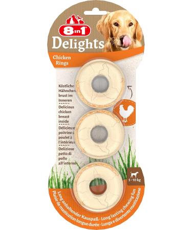 8in1 Delights Chicken Rings - Healthy Dog Kausnack Quality Chicken & Beef Skin 119g (3 Pieces) - International Shipping Available - Buy Online on GoSupps.com