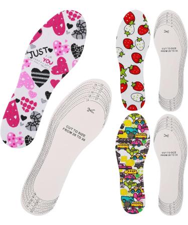 3 Pairs Kids Shoe Insoles | Memory Sponge Soft Breathable Inserts | Cut to Fit Children & Toddler Shoes - Buy Online on GoSupps.com