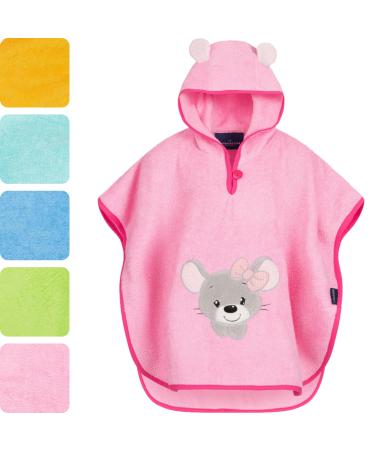 Morning star Badeponcho Children Baby Girl Boys 100% cotton Oeko-Tex Baby Bath towel hooded towel bathrobe ferry 1-3 years of pink-mouse