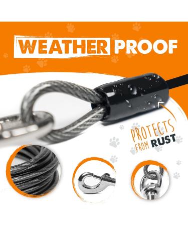 Mighty Paw 9m Dog Tie Out Cable | Chew Proof Braided Steel Tether Lead for X-Large Dogs 25-50kg | Ideal for Yard, Camping, Beach & Garden - Buy Online on GoSupps.com