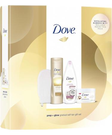 Dove Prep and Glow Gradual Self Tan Collection with Body Mitt Gift Set for women 3 piece Fair to Medium Gift Set - Buy Online on GoSupps.com