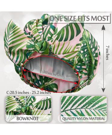 2-Pack Waterproof Reusable Shower Caps for Women - Palm Leaf and Leopard Design - Elastic Hem Turban Shower Caps for Long, Short, and Curly Hair - Ideal for Women and Girls - Buy Online on GoSupps.com