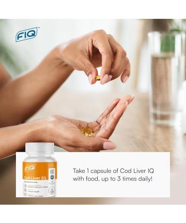 FIQ - Cod Liver IQ - Cod Liver Oil Softgels - Natural Source of Vitamins A & D and Omega-3 Fatty Acids - Heart Liver & Immune Health - 100 Softgels - Buy Online on GoSupps.com
