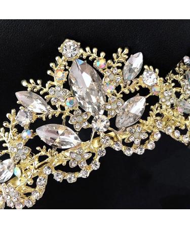 Exacoo Gold Tiara - Rhinestone Queen Tiara for Women | Princess Crown Headband for Wedding, Prom, Bridal Party | Clear+Gold (Loop Type) - Buy Online on GoSupps.com