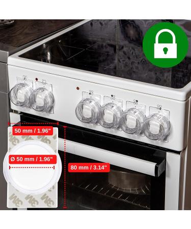 Child Locking Set for Stove Buttons - Herd Safety Kit with Ovid Door Lock Transparent Glue and 6 + 1 Pieces - Black Fits Buttons up to 4.9 cm  - Buy Online on GoSupps.com
