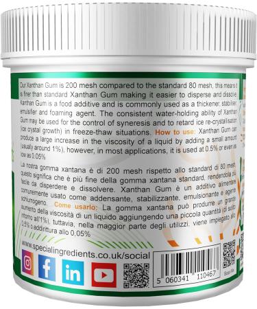 Special Ingredients Xanthan Gum 200g Premium Quality Extra Fine Powder Vegan Non-GMO Gluten Free Recyclable Container Xanthan Gum 100 g (Pack of 2) - Buy Online on GoSupps.com