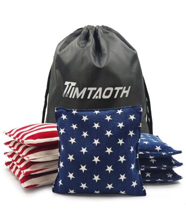 Cornhole Bags Set of 8 Regulation Professional Corn Hole Beans Bags for Tossing Game Premium All-Weather Resistant Cornhole Bean Bags with Tote Bag Standard Corn Hole Bags Stars/Stripes