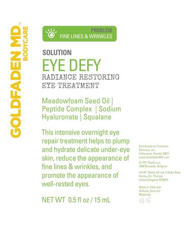 GOLDFADEN MD Eye Defy - Radiance Restoring Eye Cream with Meadowfoam Seed Oil Peptide Complex Hyaluronic Acid & Squalane | International Shipping - Buy Online on GoSupps.com