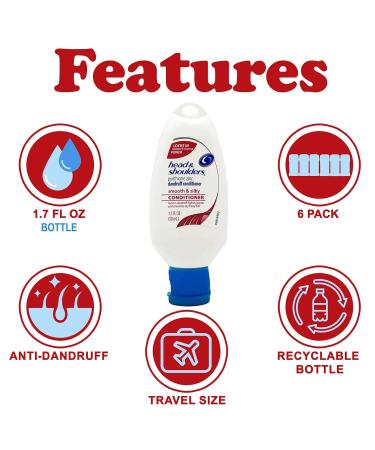 Head and Shoulders Smooth and Silky Conditioner - Fights Dandruff Smooths Frizzy Hair 1.7 oz (Pack of 6) - International Shipping Available - Buy Online on GoSupps.com