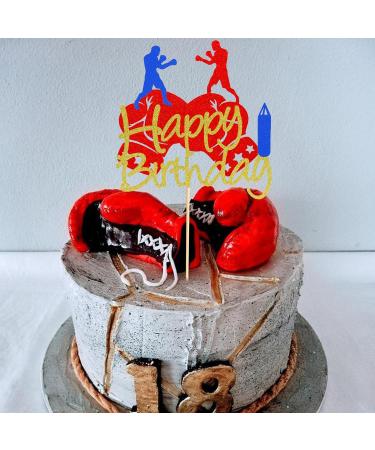 Arthsdite 1Pc Boxing Happy Birthday Cake Topper Boxing Gloves Cake Decorations Sports Birthday Theme Party Cake Decoration Supplies Boxing Cake Topper - Buy Online on GoSupps.com