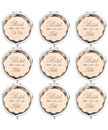 Pack of 9 Compact Pocket Makeup Mirrors Set Include 1 Bride to Be Mirror and 8 Bride Tribe Mirrors for Bridal Shower Hen Party Bridesmaid Proposal Gifts Perfect Bachelorette Party Gift. (champagne)