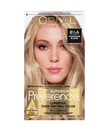 L'Oreal Paris Superior Preference Fade-Defying + Shine Permanent Hair Color  8.5A Champagne Blonde  Pack of 1  Hair Dye 8.5A Champagne Blonde 1 Count (Pack of 1)