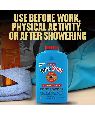 Gold Bond Medicated Talc-Free Foot Powder 10 oz - Maximum Strength Odor Control & Itch Relief | 1 Pack 10 Ounce - Buy Online on GoSupps.com