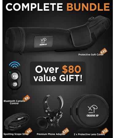 CREATIVE XP Waterproof Spotting Scope for Hunting - HD 20-60x60mm with Tripod & Phone Adapter - Buy Online on GoSupps.com