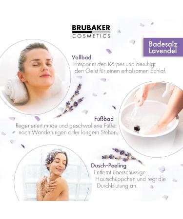 Brubaker Swimming Salt 3x400g - Lavender Fragrance - Wellness Bathing Additive with Flowers & Natural Extracts - Relaxation & Body Care with Wood Measuring Spoon - Buy Online on GoSupps.com