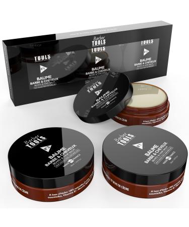 Barber Tools Beard Balm Set N 1/2/3 3 x 30 ml with 100% Natural Oils - Made in France - Nourishes Hydrated Textured With 2 Waxes 2 Butters 5 Vegetable Oils 2 Essential Oils Vitamin E