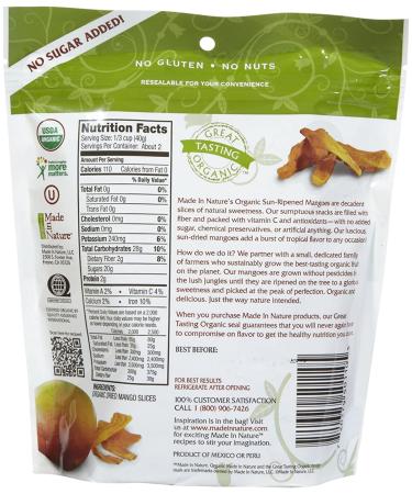 Organic Dried Mangoes - Sweet & Tangy Super Snacks | Made in Nature 3 oz - Buy Online on GoSupps.com