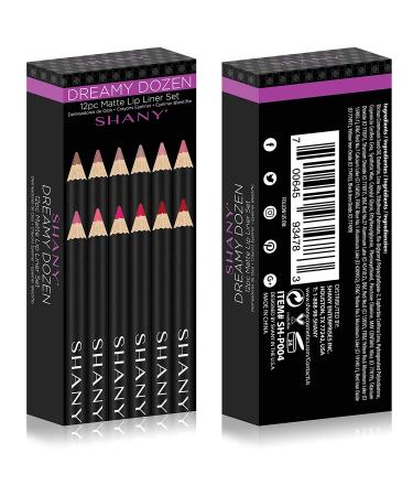 SHANY Vegan Dreamy Dozen Matte Lip Liner Set - 12 Long-Lasting Velvet Lipstick Pencils in Various Shades - Buy Online on GoSupps.com