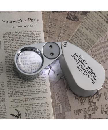 40X Full Metal Illuminated Jewelers Eye Loupe Magnifier with LED - Compact Pocket Magnifying Glass for Gems, Jewelry, Coins, Stamps - 1'' Lens Dia - Buy Online on GoSupps.com