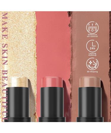NewBang Cream Contour Stick Set - 3Pcs Face Contouring Trio for Shading, Blushing, and Highlighting - Waterproof and Moisturizing Formula - Buy Online on GoSupps.com