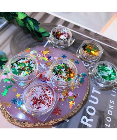 Kalolary 6 Boxes Christmas Nail Sequins Glitter | 3D Nail Art Stickers & Face Body Glitter for DIY Holiday Decor - Buy Online on GoSupps.com