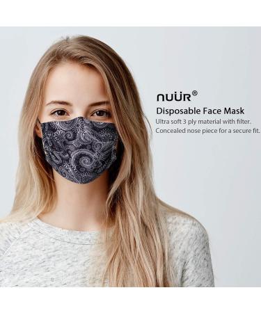 NU R 10pcs Paisley 3 Ply Disposable Face Mask Mask with Filter Layer and Elastic Earloop Retail Sealed Bags PAISLEY-012 - Buy Online on GoSupps.com