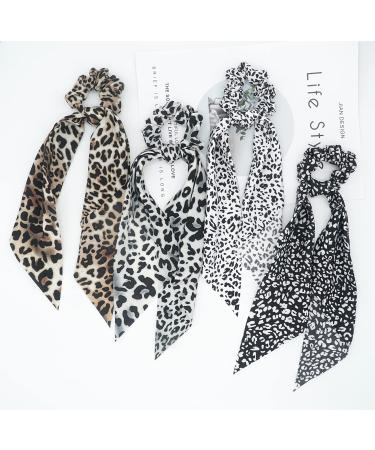 Funlovin 2-in-1 Scrunchies Scarf Hair Ribbon Ties - 6pcs Vintage Ponytail Scarves Scrunchie Set for Women - Buy Online on GoSupps.com