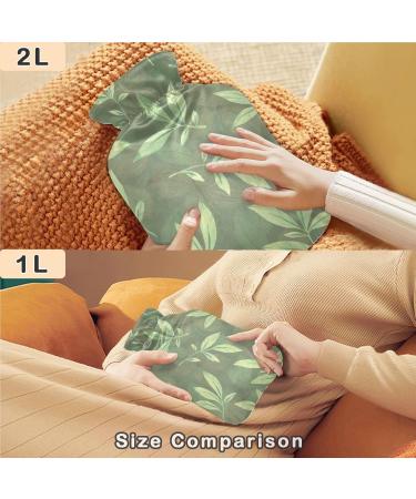 Naanle Hot Water Bottle - 1L Transparent Green Leaves | Pain Relief & Heat Therapy for Back Hands & Feet - Buy Online on GoSupps.com