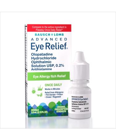 Bausch + Lomb Advanced Eye Relief Olopatadine 0.2% Antihistamine Eye Drops for Eye Allergy Itch Relief Once-Daily Prescription Strength 16-Hour Relief 0.12 Fl Oz