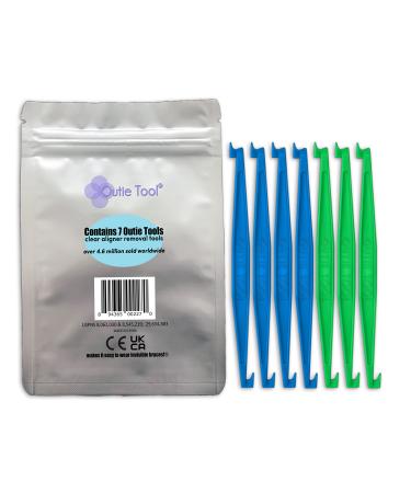 Outie Tool | Clear Aligner Invisible Braces Removal Tool | Retainer Remover | Patented Design | Pack of 7 (1 Count)  Sky Blue/Neon 7 Count (Pack of 1) Sky Blue / Neon