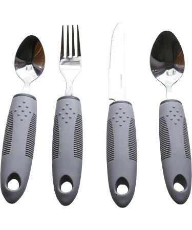 4-Piece Easy Grip Cutlery Set for Elderly, Disabled, and Those with Arthritis, Parkinson's, Tremors - Wide Handles Eating Aid - Buy Online on GoSupps.com