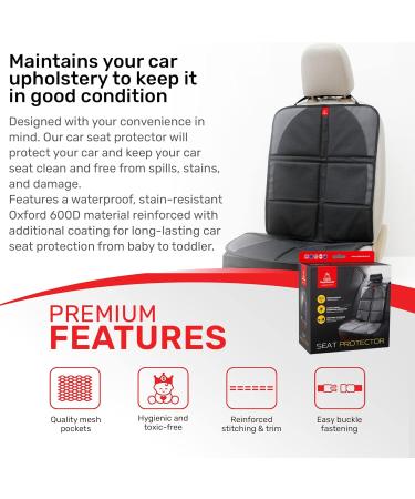 Royal Rascals Car Seat Protector - Padded Cover with Headrest Fastener, Organizer Pockets & Liners - Universal Fit for Cars - Black & Red - Buy Online on GoSupps.com