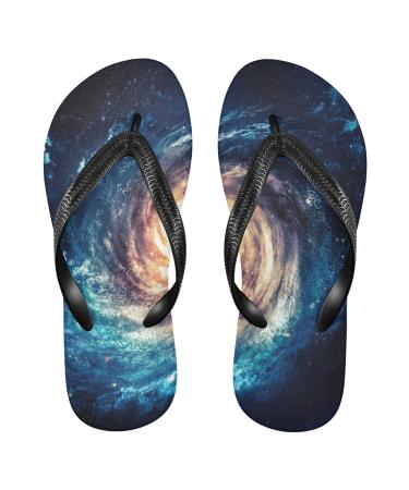 Mnsruu Galasy Nebula Space Starry Star Flip Flops Flip Sandals Home Home Hotel Spa Bedroom Travel XL For Men Women X-Large