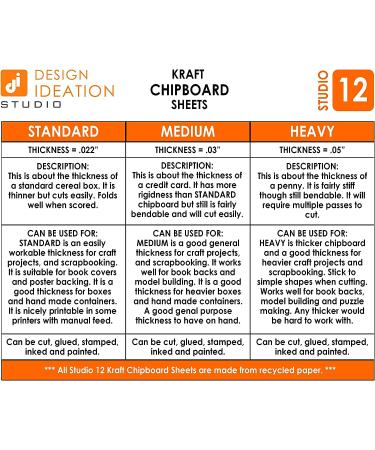 STUDIO 12 Chipboard Sheets - Heavy Weight Kraft Brown (6 Sheets, 8.5 x 11) for Model Building, Scrapbooking, Creative Projects, and Photo/Document Protection - Buy Online on GoSupps.com
