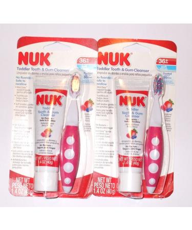 NUK Grins & Giggles Toddler Toothbrush Set 12+ Months 1 Cleanser & 1 Brush