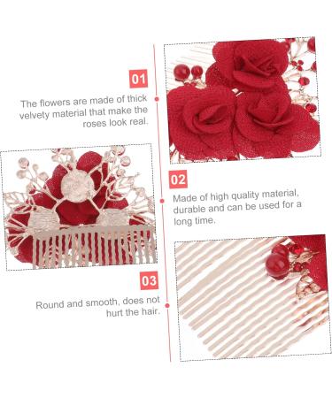 DOITOOL Red Rose Hair Clip Wedding Headpiece Hair Pin Hair Claw Clips for Women Flower Hair Clips Flower Hair Accessories Women Hair Accessories Bridal Headdress Comb Bride Chinese Style - Buy Online on GoSupps.com
