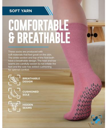Diabetic Non Binding Socks for Women and Men - 4 Pairs Gripper Socks in Medium Size - Pink, Green, Red, Purple - Buy Online on GoSupps.com