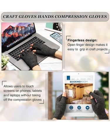 3 Pairs Gray L Compression Craft Arthritis Fingerless Gloves for Joint Relief - Ideal for Quilting, Sewing, Knitting, Typing, and More - Buy Online on GoSupps.com