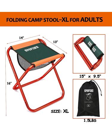 SPOFINE Folding Camping Stool - Portable Chair for Adults & Children - X-Large Orange Foldable Stool for Fishing, Hunting, Travel, Backpacking, Hiking - Buy Online on GoSupps.com