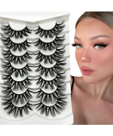 Dramatic Fluffy Lashes 20mm Plant Fibre Faux Mink EyeLashes 3D Wispy Lashes Natural Look Fake Eyelashes 7 Pairs Pack by TMIELYBS PF-VG44