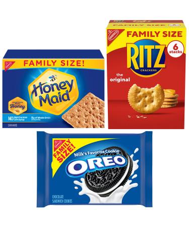 OREO Original Cookies, RITZ Crackers, Honey Maid Graham Crackers Variety Pack, Family Size, 3 Packs
