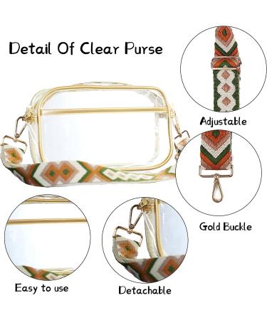 Oufegm Clear Crossbody Purse with Guitar Strap - Stadium Approved Bag for Women in Gold - Buy Online on GoSupps.com