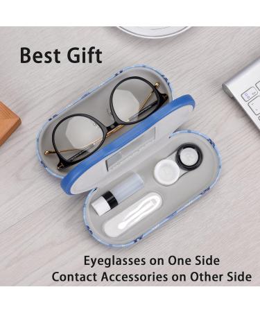 Shop MUF 2-in-1 Contact Lens & Glasses Case - Portable Leakage-Proof Travel Set with Tweezers & Solution Bottle - Blue Checked - Buy Online on GoSupps.com