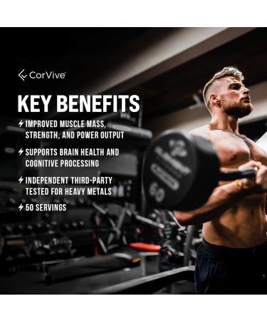 CorVive Creatine Monohydrate - Pure & Unflavored Creatine Powder - Vegan Gluten Free No Additives Non-GMO - Easy-Mix Formula for Strength & Performance Support - 5 g per Serving - 50 Servings - Buy Online on GoSupps.com