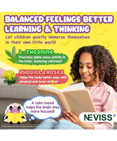 Kids Focus Gummies - Brain Supplements with Vegan Omega 3 DHA Phosphatidylserine L-Theanine L-Tyrosine Methylated B6 & B12 for Kids & Teen Support Attention Memory Nootropic Sugar Free 60cts - Buy Online on GoSupps.com